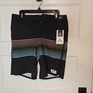 Rip Curl Black Striped Board Shorts